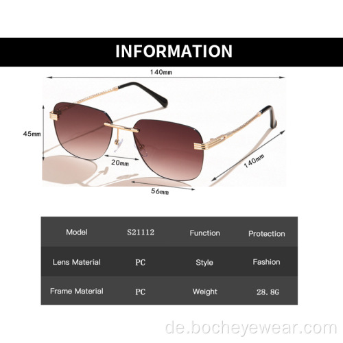 Europäische und amerikanische Mode rahmenlose Damensonnenbrille Metalltrend GRADIENTE SONNENBRILLE Street Photo Sonnenbrille Herren s21112